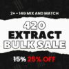 420 sale banner offering 25% off on 14g extract mix and match deals for 2+.