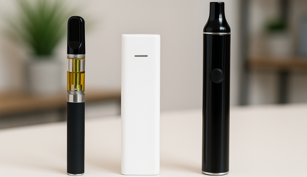 Various types of dab pen battery models displayed side by side, showcasing differences in design and functionality