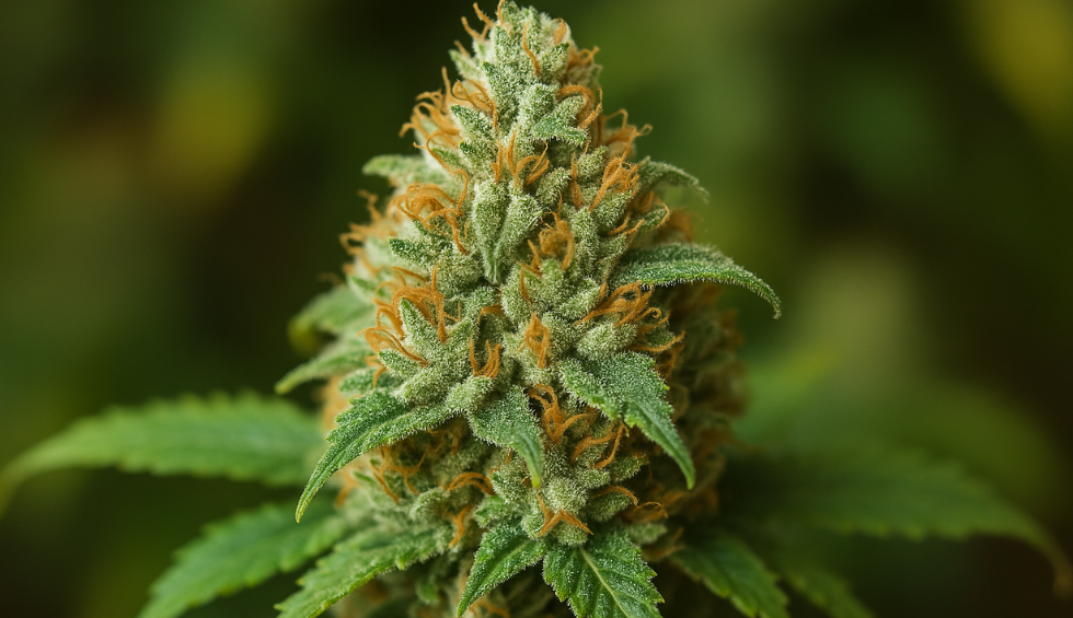 Amnesia Haze cannabis bud, a popular Sativa strain known for its energizing effects and strong citrus aroma