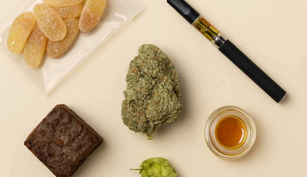 Various cannabis products including edibles, flower, vape, and concentrate worth trying beyond White Rhino