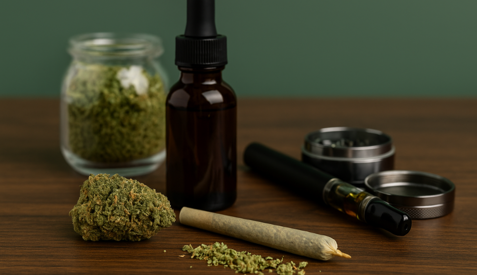 Cannabis flower, oil, pre-roll, and vape—top-selling products at a Canadian online dispensary on display