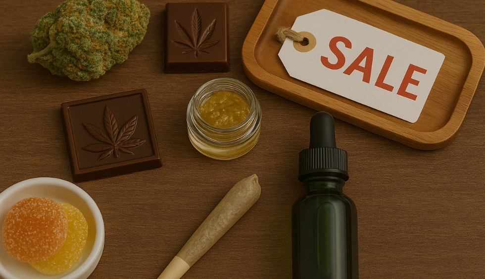 Weed deals featuring discounted flower, edibles, concentrates, tinctures, and pre-rolls in Canada