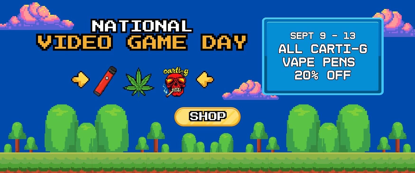 National Video Game Day | DNMN Dispensary Near Me Now All Cart-G THC Vape Pens 20% On Sale